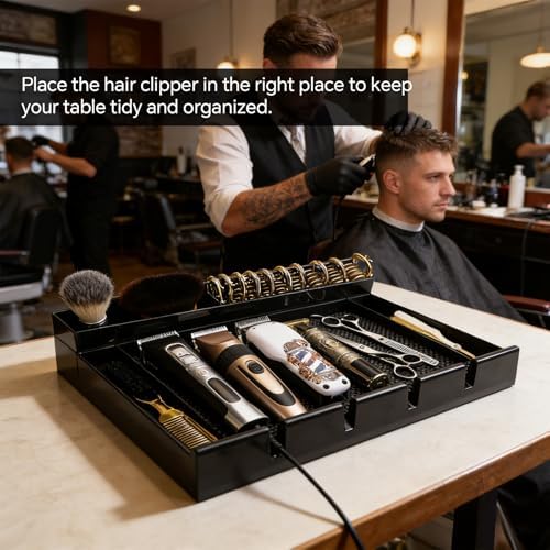 Clippers Tray Station, Multifunctional Hair Trimmer Holder for Barber & Salon and Homes, Combs/Clips/Razors Clipper Guards Holder Stylist Station Organizer (15.7" x 11" x 2.6") - Image 6