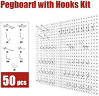 Heavy Duty Peg Board, 4 Pack Metal Pegboard Panels with 50 Hooks - Image 5