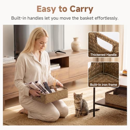 StorageWorks Wicker Baskets for Storage, Woven Baskets for Organizing, 11¼"L x 7½"W x 3½"H, Natural (Seagrass) - Image 4