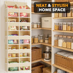 SpaceAid Extra Large Over The Door Organizer with 10 Large Pockets and 10 Mesh Side Pockets, 5 Layers Door Organizer Hanging with Clear Window for Bedroom, Bathroom, Pantry and Nursery, Beige - Image 4