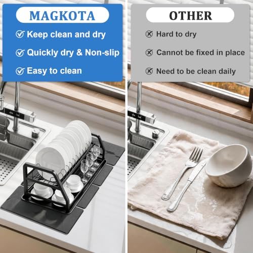 Stone Dish Drying Mat for Kitchen Counter - White Marble 24"×16" & 8"x4" - Image 5