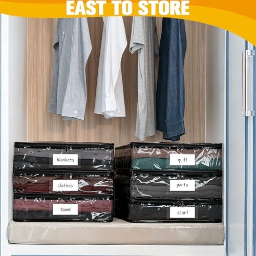 Plastic Storage Bags with Easy-Glide Zipper, Pack of 8, Durable Clear Vinyl Zippered Storage Bags for Clothes Sweaters Comforters Blankets Sheets Bedding (14.2 x 12 x 3.2 Inch, Transparent Black) - Image 3