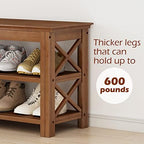 Bamworld Shoe Rack Bench with Storage 3 Tier Bamboo Shoe Bench Entryway Rustic Solid Wood Entryway Bench (X-Brown,39.4") - Image 6