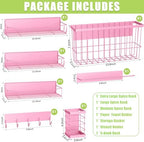 Magnetic Spice Rack for Refrigerator, 7 Pack Magnetic Fridge Shelf for Kitchen Organization Storage, Moveable Spice Organizer W/Paper Towel Holder, Utensil Caddy, Cutting Board Rack (Pink) - Image 2