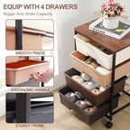 SYKIARIOL Rolling Cart with Drawers, 4-Drawer Utility Cart, Brown - Image 4