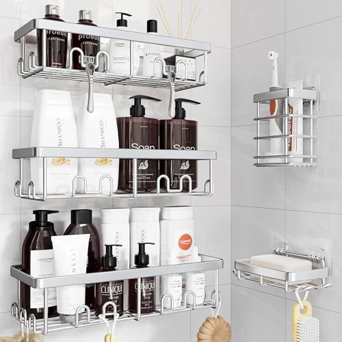 YASONIC Shower Caddy Adhesive, Rustproof Shower Organizer, Wall Shower Rack by YASONIC