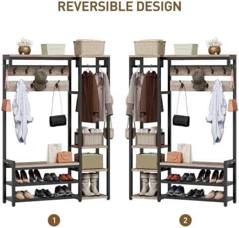RALGEND Hall Tree with Bench and Shoe Storage, Shoe Rack with Coat Rack - Image 5