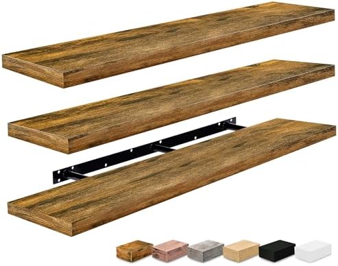 Sorbus Floating Shelves for Wall Storage (55 Inch, 3 Pack, Rustic Brown) - Image 7