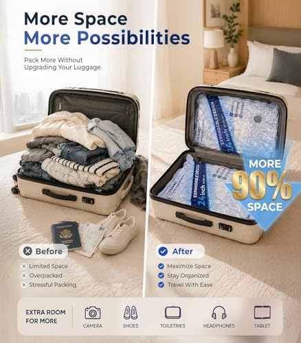 18-Pack Vacuum Storage Bags for Travel with 70KPA Rechargeable Pump,3 Sizes - Image 3