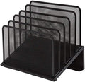 1InTheOffice Metal Mesh File Organizer, Black Wire Mesh 5 Section Incline Sorter, Black Finish by 1InTheOffice
