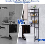 samstar 4 Tier Over The Toilet Storage Rack, Bathroom Organizer Shelves Cabinet Above Toilet, with Adjustable Height Freestanding Shelf Space Saver, Black - Image 5