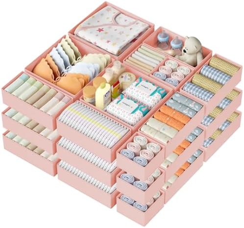 DIMJ Drawer Organizer Clothes Storage - 24 Pack Baby Dresser Organizer for Nursery, Small Fabric Closet Drawer Organizer Bins for Underwears Socks, Foldable Storage Dividers Organization for Bedroom by DiMJ