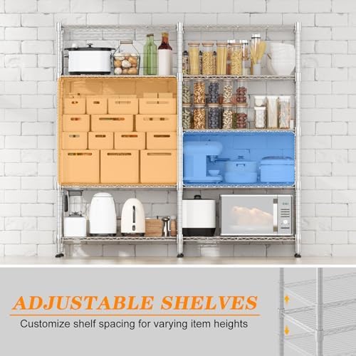 Homdox 5-Tier Adjustable Metal Storage Shelves, Space-Saving Corner Rack for Kitchen, Pantry, Office, Garage, Books & Plants, 18"x60"x72", Silver Gray - Image 3