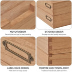 KIRIGEN Wood Paper Tray Set of 2, Stackable Inbox Trays for Desk, Natural - Image 4