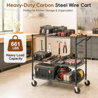 3-Tier Kitchen Storage Cart with Wheels, Rolling Utility Cart - Image 5