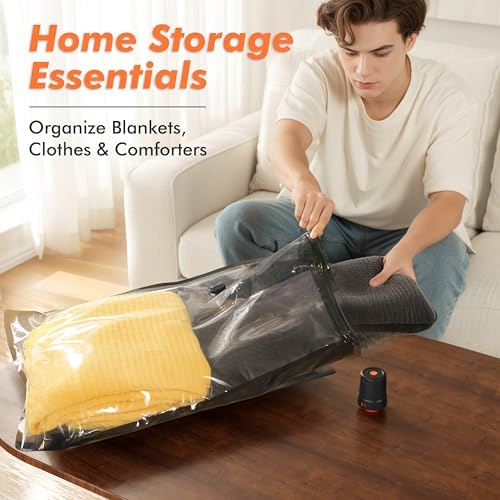 GONGSHI Vacuum Seal Bags for Clothing Travel & Home Storage, Travel Vacuum Bags with Pump,Space Saver for Blankets, Comforters, Pillows, Clothes,24 Combo - Image 6
