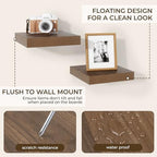 RICHFOCUS 8Inch Square Floating Shelves for Wall 4Pack|Walnut - Image 4