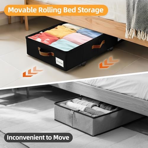 Under Bed Storage with Wheels, Dorm Room Organizer for Clothes Shoes Toys - Image 3