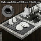 Large Stone Dish Drying Mat for Kitchen Counter, Quick Dry Dish Drying Mats, Foldable Absorbent Diatomaceous Earth Mats for Plate Rack Bottles Cups, Match Any Countertop (Gray Marble 24"×16" & 8"x4") - Image 3