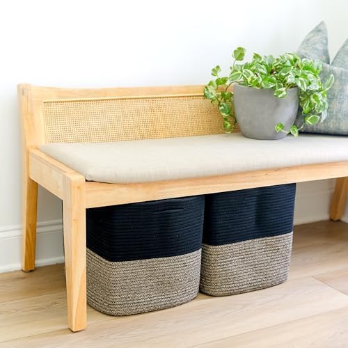 NaturalCozy 13 Inch Cube Storage Bins Cotton Rope Woven Baskets for Organizing 3-Pack | 13 x 13 Storage Cubes | Fabric Square Storage Baskets for Shelves Organizer, Kids Toy Bins, Closet Baby Nursery - Image 7