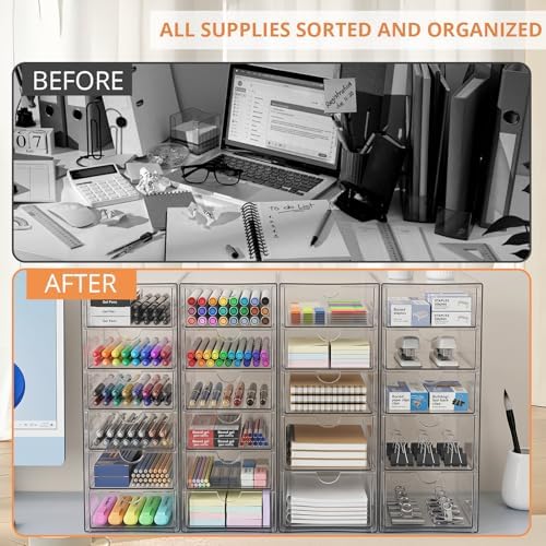 DOMNIU Acrylic Makeup Drawer Storage Organizer with 22 Drawers, 4 Set - Image 4