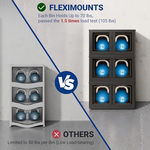 FLEXIMOUNTS 228 QT Stackable Plastic Storage Bins With Lids, Black - Image 4
