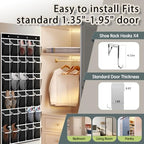 Kotkn 10-Tier Over the Door Shoe Organizer, 20 Pockets Holds 20-30 Pairs, Heavy-Duty Oxford Fabric with Hexagon Mesh for Boots & Sneakers-Black - Image 5