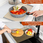 Extra Large Golden Roll-UP Dish Drying Rack-Stainless Steel Dish Drainer Over The Sink for Kitchen Countertop,Applicable for Sink Width Less Than 19in (Gold,20.5'x 13.2') - Image 4