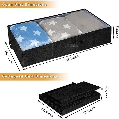 punemi 6 in Tall Under Bed Storage Containers with Lid, 2Pack, Black - Image 5