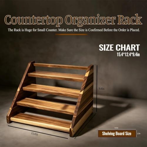 Acacia Wood 4 Tier Slanted Cologne Stand for Men, Wooden Fragrance Display Rack for Dresser Counter Bathroom Vanity - Image 2