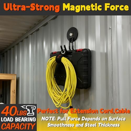 ULIBERMAGNET Upgraded Extra Large Magnetic Hooks,2 Pack Heavy Duty Ultimate Magnetic Hooks for Metal Cabinet,Pegboard,Garage Shelve,Tool Shed,RV,Shipping Containers (Black/3.46inch) - Image 6