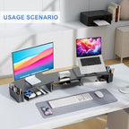 gianotter Dual Monitor Stand Riser With Drawer and 2 Pen Holders - Image 4