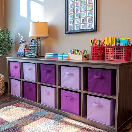 Karenhi 6 Pack Cube Storage Bins, Purple Fabric Organizer - Image 6