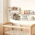 3 Pack 24 Inch Solid Wood Floating Shelves, Nursery Bookshelf, White - Image 5
