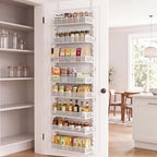 Over the Door Pantry Organizer, 8-Tier Heavy-Duty Door Spice Rack with Mesh Baskets, Height Adjustable & Anti-Swing Design, Pantry Door Organizers and Storage for Kitchen, Bathroom by AURIKAR