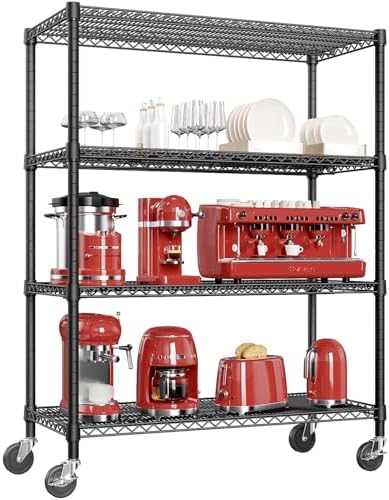 IZEUK Garage Shelving Wide Storage Shelves 4 Tier Metal Shelves 3200 LBS Heavy Duty Adjustable Utility Shelf Rack Black 23.6" D x 53.1" W x 73.6" H by IZEUK
