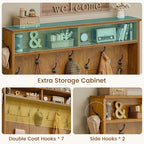 Itaar Hall Tree with Bench and Shoe Storage, 5-in-1 Entryway Bench with Coat Rack, 10 Shoe Cubbies & 9 Coat Hooks, Barn Door & Adjustable Shelf (Rustic Brown) - Image 4