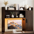 Desktop Bookshelf, Desk Hutch with RGB LED Lights & Power Outlets by Homiflex