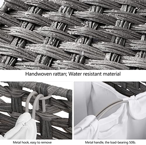 Laundry Hamper with 3 Removable Liner Bags, 132L Laundry Sorter with Lid - Image 6