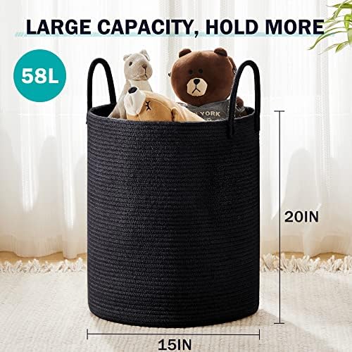 YOUDENOVA Woven Rope Laundry Hamper Basket, 58L Blanket Basket for Nursery - Image 3