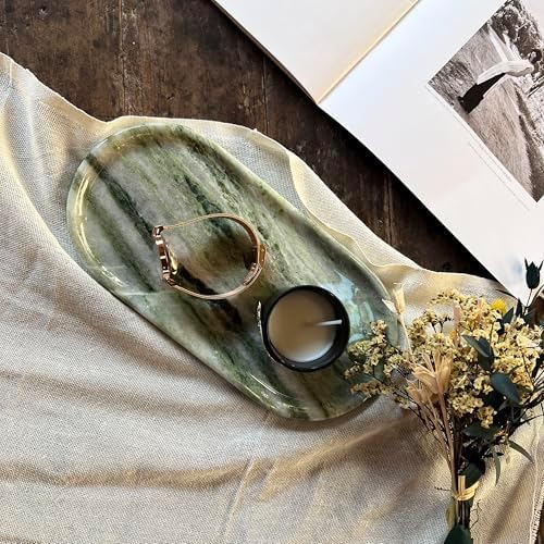 Green Marble Vanity Tray 9.8", Natural Stone Organizer for Bathroom - Image 5