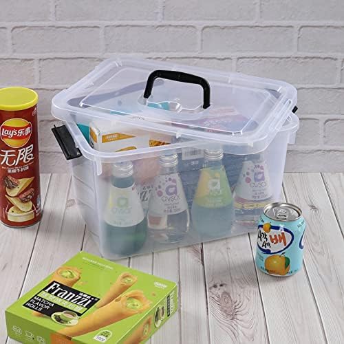 4 Packs 10 L Plastic Lidded Storage Bin, Clear Latching Storage Box - Image 4