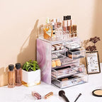 Sorbus Makeup Organizer, 7-Drawer Acrylic 2-Piece Set (Tie Dye) - Image 4