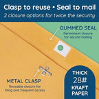 Blue Summit Supplies 100 10" x 13" Kraft Clasp Envelopes, Gummed Seal - Image 2