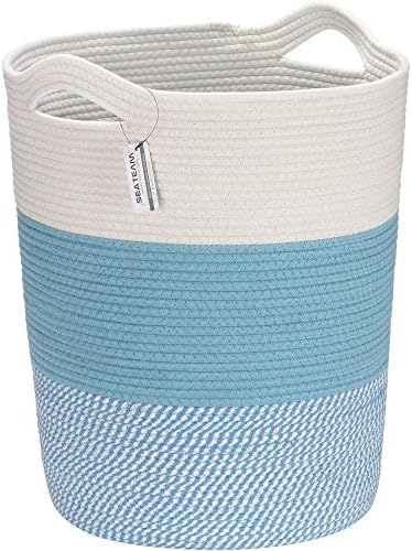 Sea Team Large Woven Cotton Rope Laundry Basket with Handles, 20 x 14 in by SeaTeam