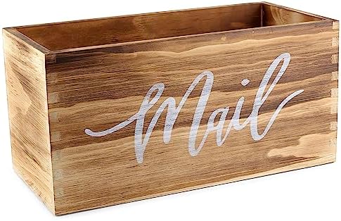 Wood Mail Holder Storage Organizer Box, Basket for Work Desktop Letters and mail, Bills, Notes and Postcard Wood Bin for Home Entryway Office Dorm Room(Rustic Brown) by Saverstate
