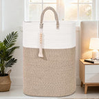 Woven Laundry Basket for Clothes, 100L Large Rectangle Laundry Hampers with Beads Tassel, Nursery Storage Basket for Toys, Tall Dirty Clothes Hamper for Bedroom Aesthetic, Laundry Room Organization - Image 4