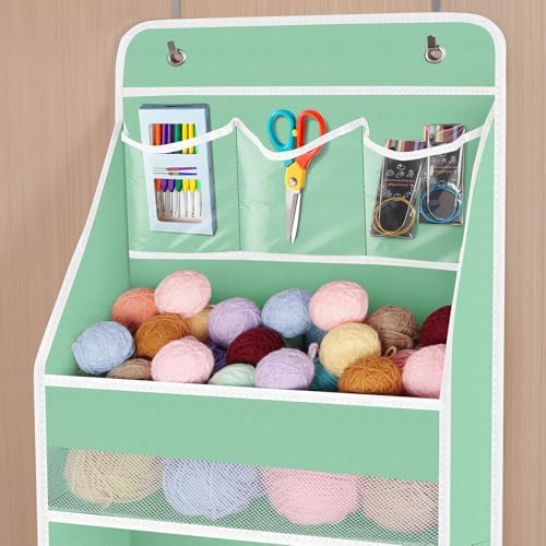 Univivi Fabric Over Door Hanging Organizer for Baby Nursery, Green, 6-Shelf - Image 4
