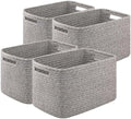 OIASKET 4Packs Natural Cotton Rope Storage Baskets for Organizing Toys, Clothes, Towels & Books, Soft Versatile Organizers for Shelves, Home Decorative Bins, 13''Lx9''Wx7.8''H, Grey by OIASKET