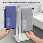 NearMoon Hand Towel Holder with Balanced Marble Base, SUS304 Stainless Steel Stand Towel Ring L Shape Hand Towel Rack Free-Standing Towel Bar for Bathroom Kitchen Countertop (Double Rod, Chrome) - Image 5